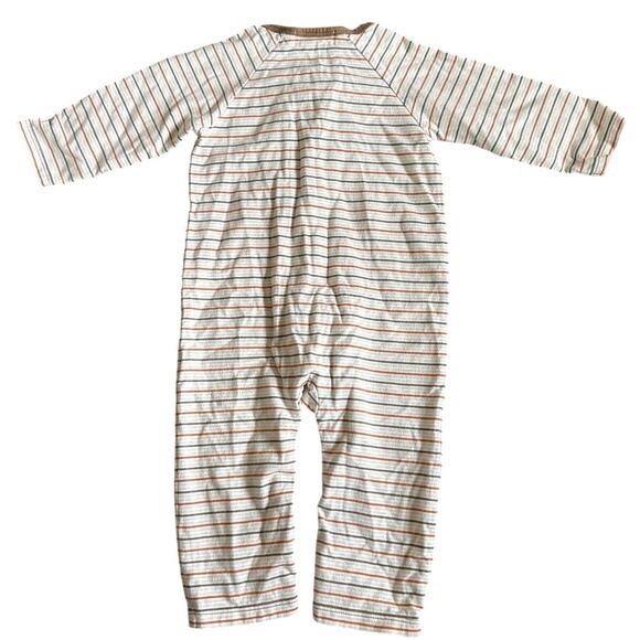 NWOT Janie & Jack HALLOWEEN Beige Brown Orange Striped Pumpkin Romper 6-12 month - Picture 2 of 4